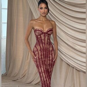 Sian Maxi Dress - Burgundy Lace
